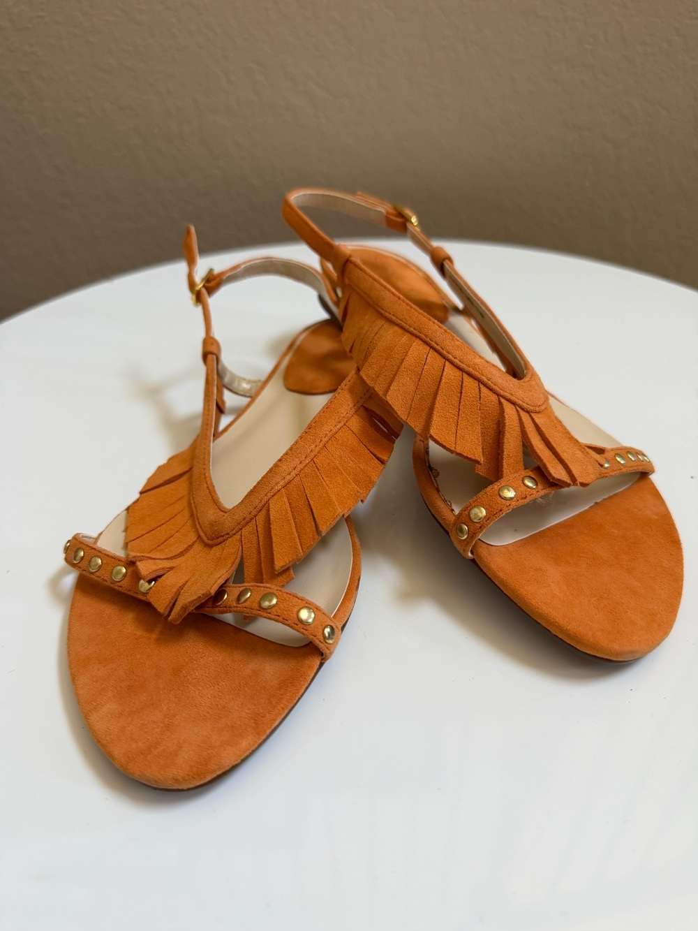 Sophie Max Orange Fringe Shoes 8.5